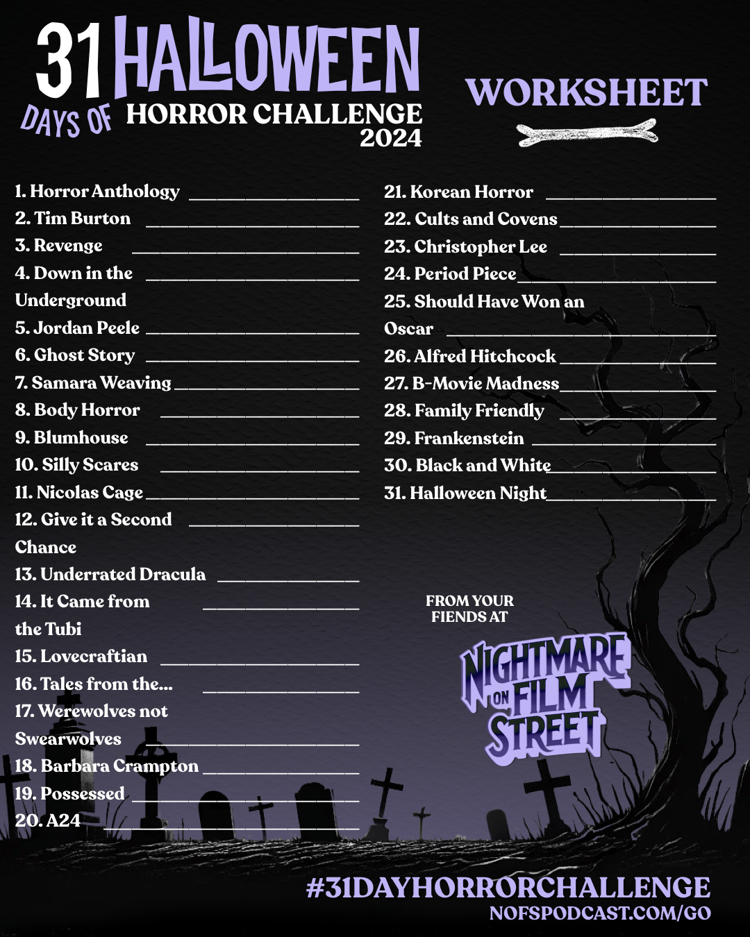 Join the Ultimate Halloween Movie Marathon with the #31DayHorrorChallenge from Nightmare on Film Street 2024